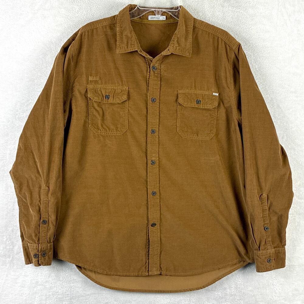 Gramicci Shirt Mens XL Brown Pin Wale Corduroy Organic Cotton Classic Outdoors